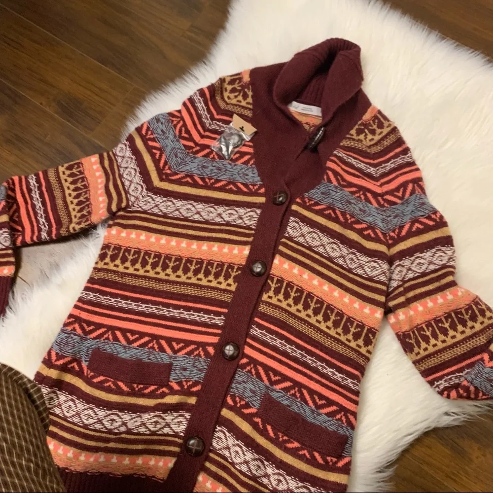 NWT WOOLRICH Cardigan Sweater Blazing Star Fair Isle Warm Cozy - Picture 11 of 15